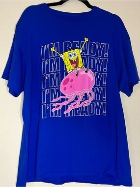 SpongeBob Squarepants Royal Blue Tee with Pink Jellyfish Graphic